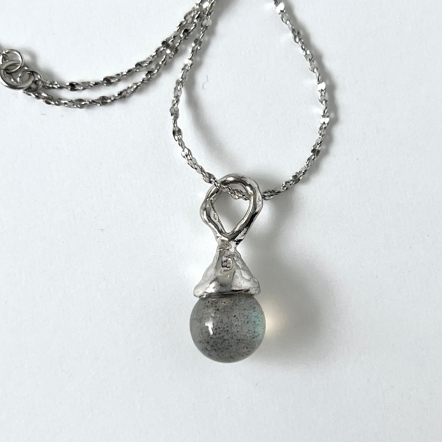 [ labradorite ] drip necklace silver