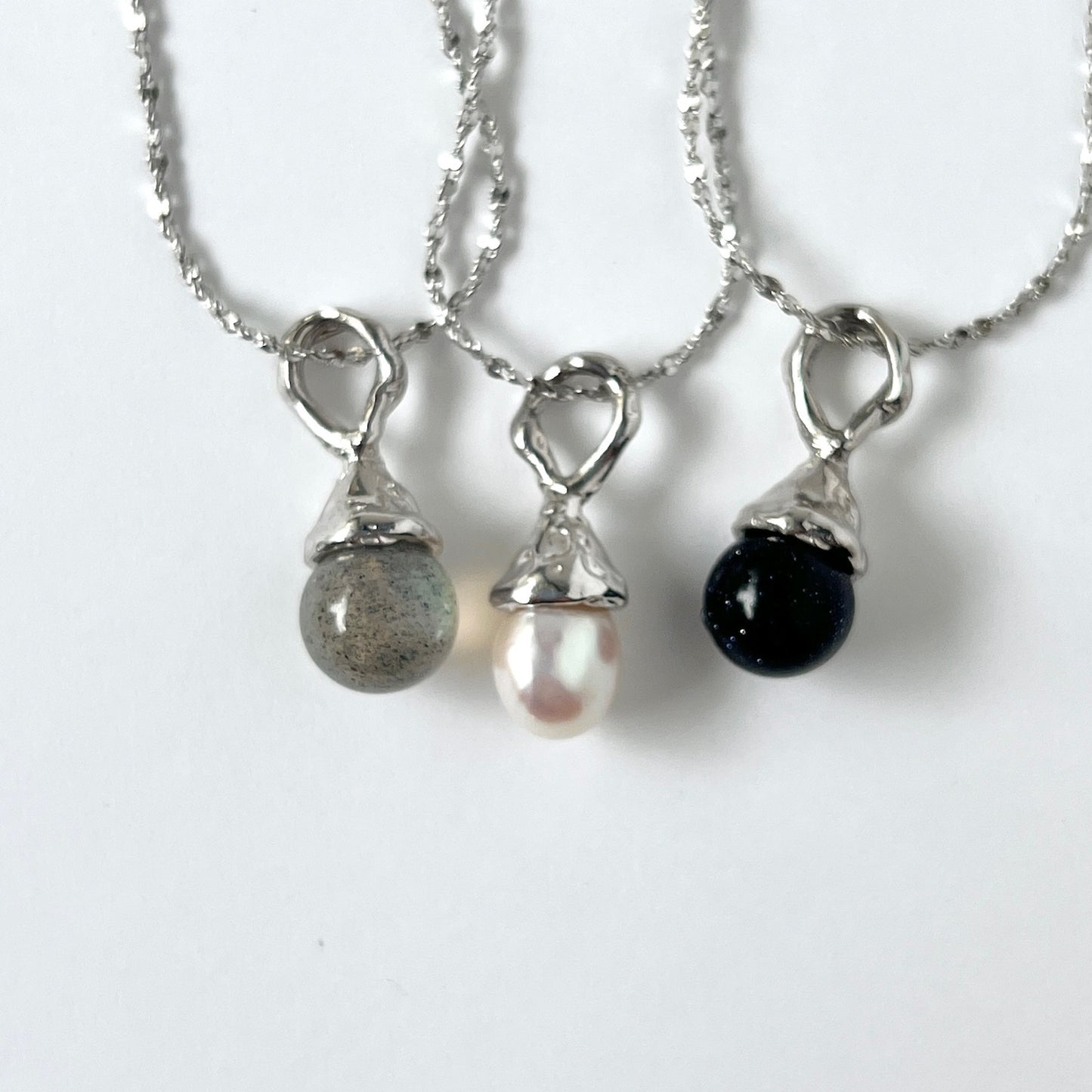 [ baroque pearl ] drip necklace silver