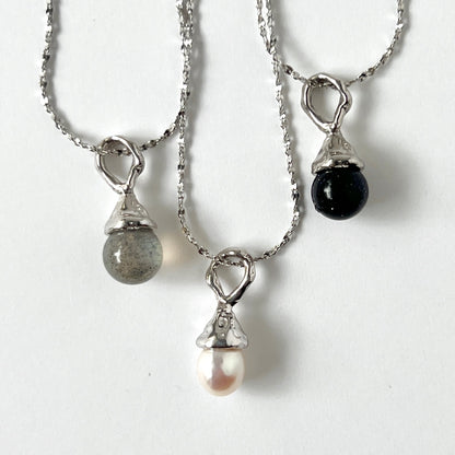 [ labradorite ] drip necklace silver