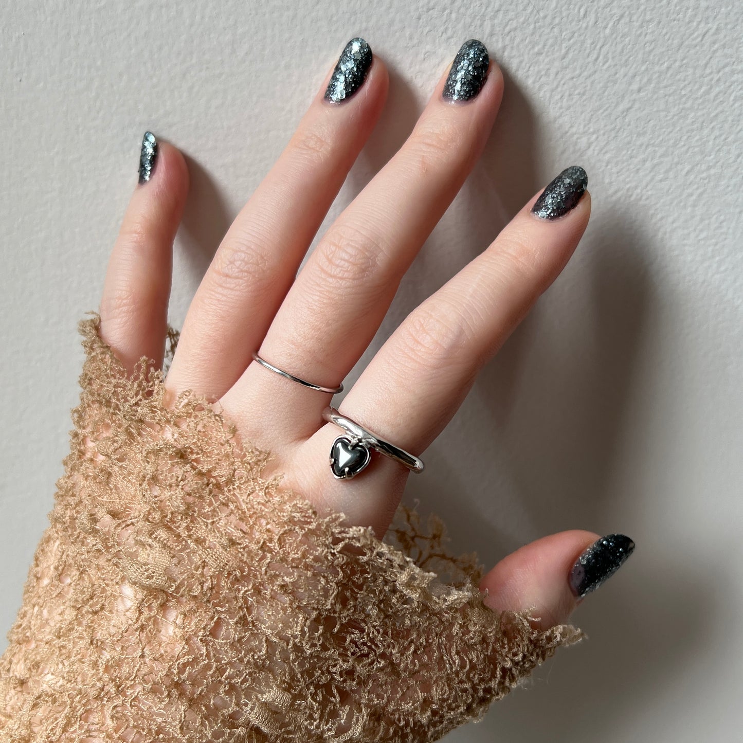 [ hematite ] um heart ring silver