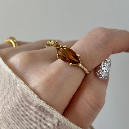 06. [ brown ] gem MARQUISE gold [ free size ]