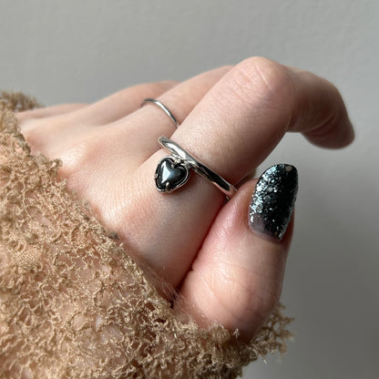 [ hematite ] um heart ring silver
