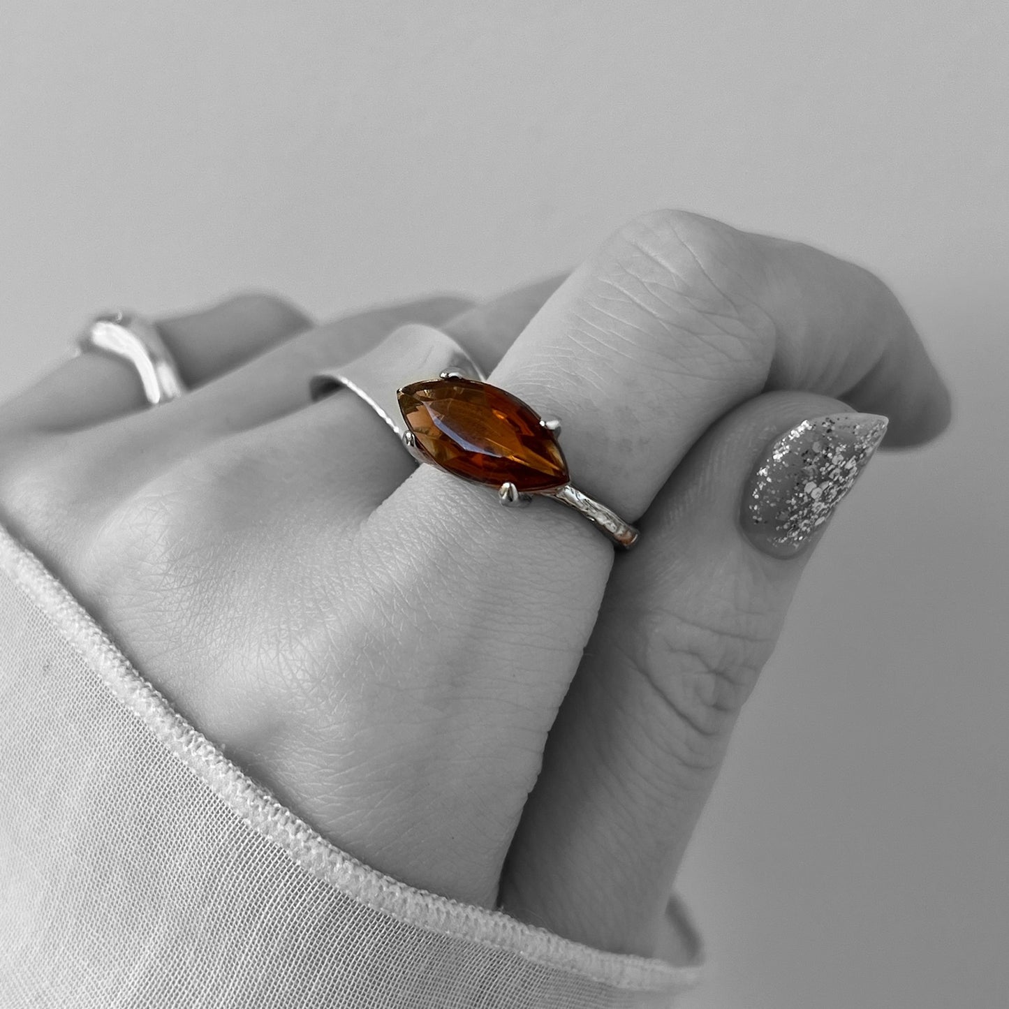[ brown ] gem MARQUISE silver [ free size ]