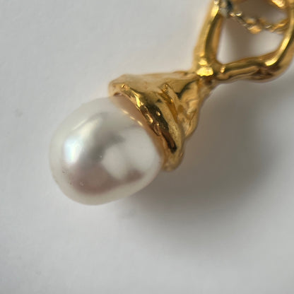 [ baroque pearl ] drip necklace gold