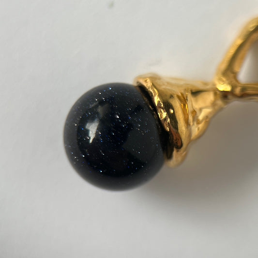 [ blue gold stone ] drip necklace gold