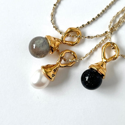 [ labradorite ] drip necklace gold