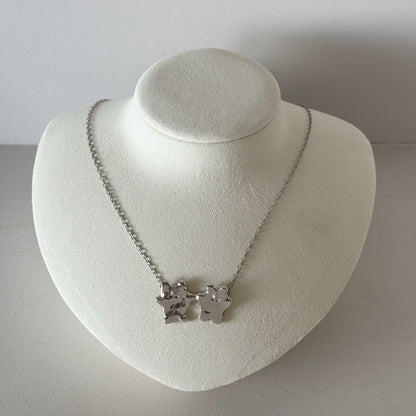 [ silver ] bears necklace