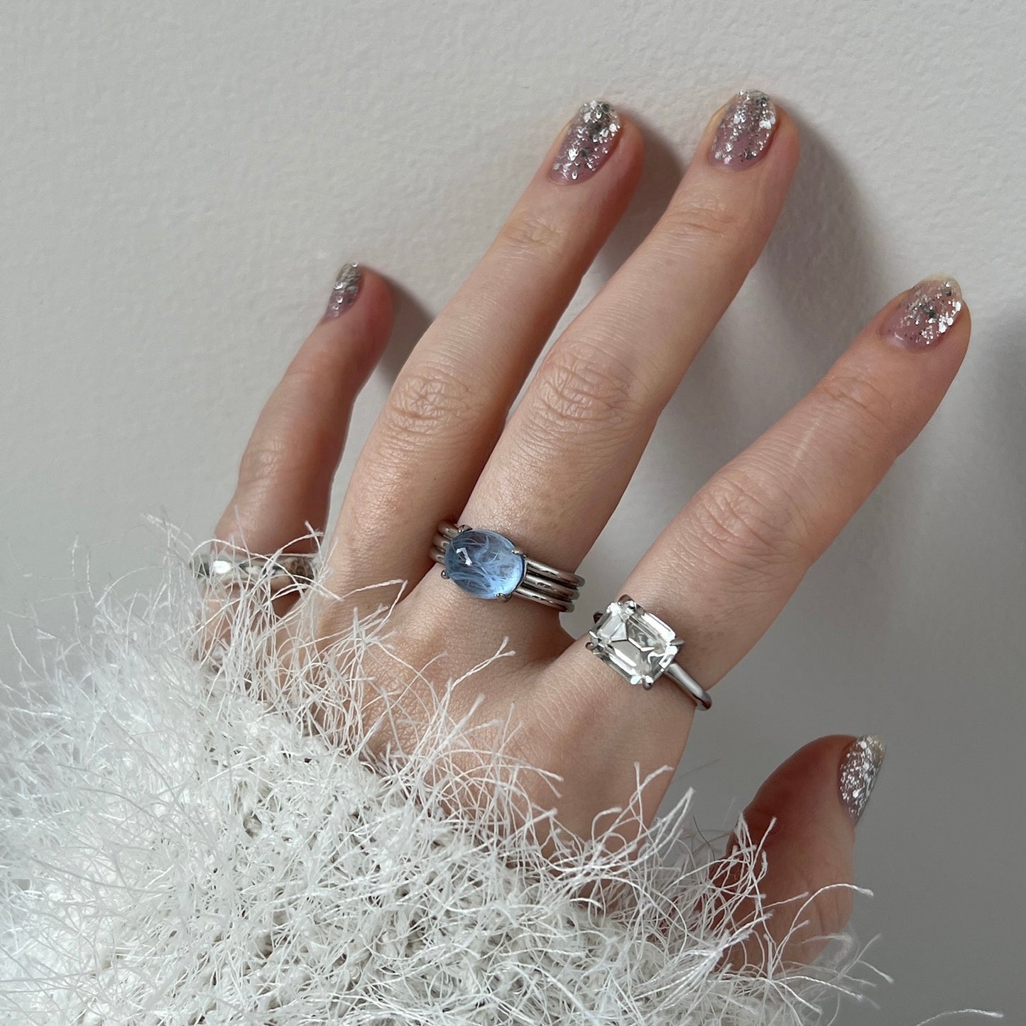 10. [ crystal ] gem OCTAGON silver