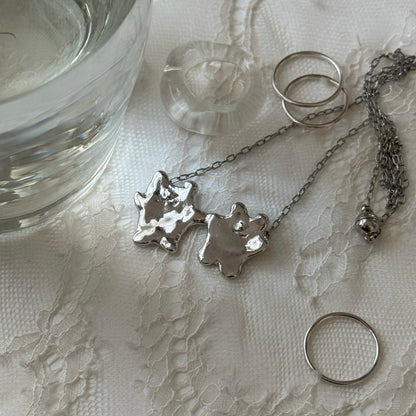 [ silver ] bears necklace