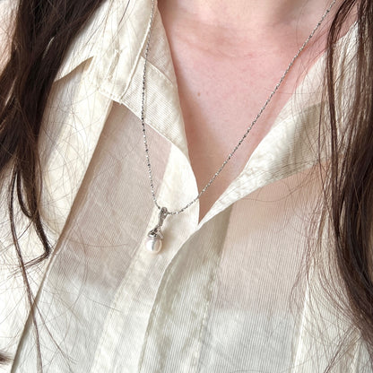 [ baroque pearl ] drip necklace silver