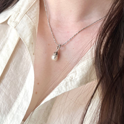 [ baroque pearl ] drip necklace silver