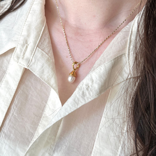[ baroque pearl ] drip necklace gold