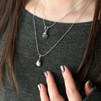 [ baroque pearl ] drip necklace silver