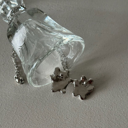 [ silver ] bears necklace