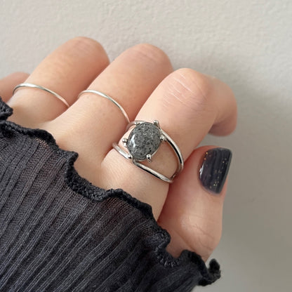 [ black aventurine ] double silver [ free size ]