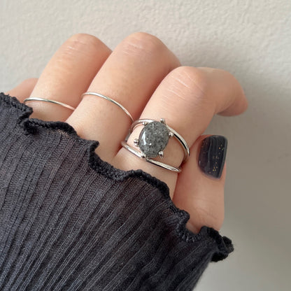 [ black aventurine ] double silver [ free size ]