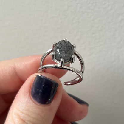 [ black aventurine ] double silver [ free size ]