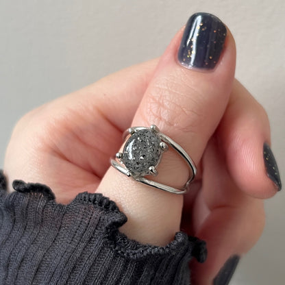 [ black aventurine ] double silver [ free size ]