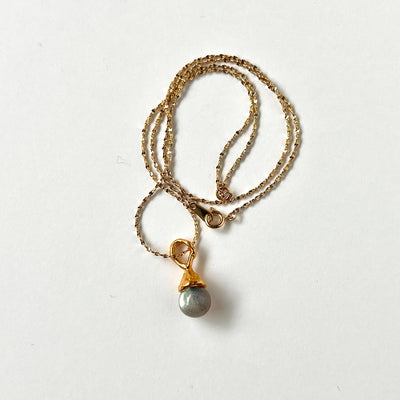 [ labradorite ] drip necklace gold