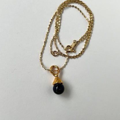 [ blue gold stone ] drip necklace gold