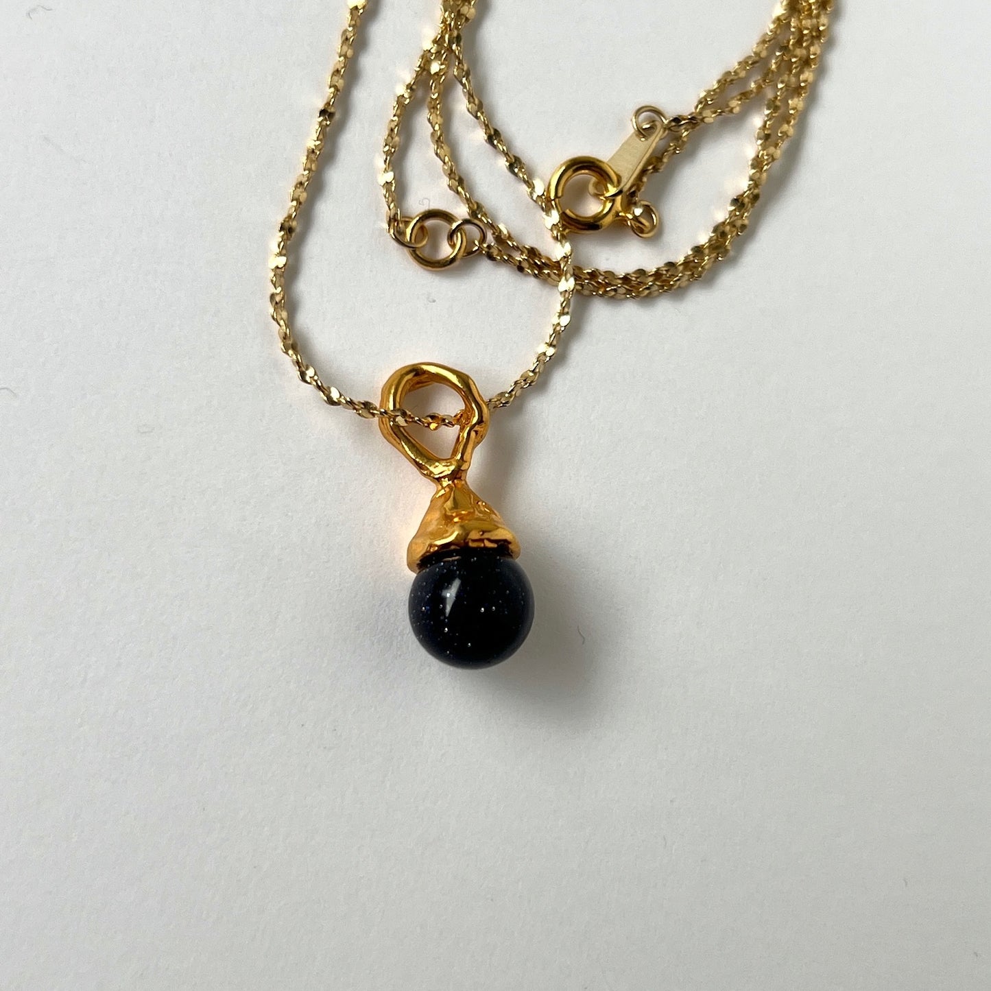 [ blue gold stone ] drip necklace gold