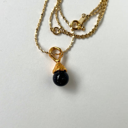 [ blue gold stone ] drip necklace gold