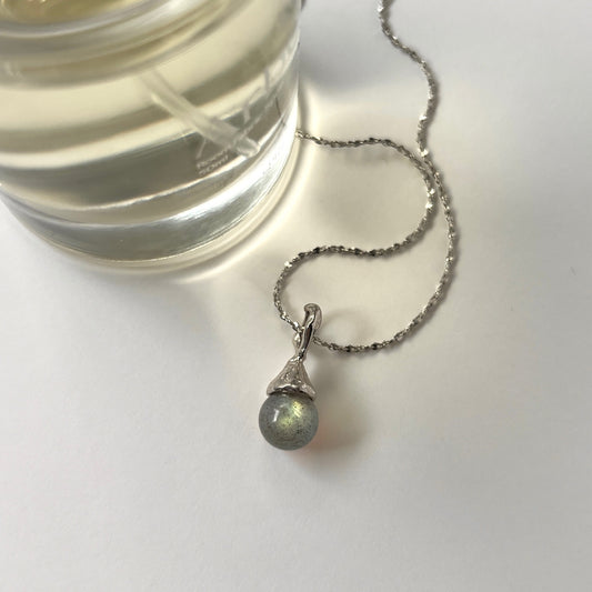 [ labradorite ] drip necklace silver