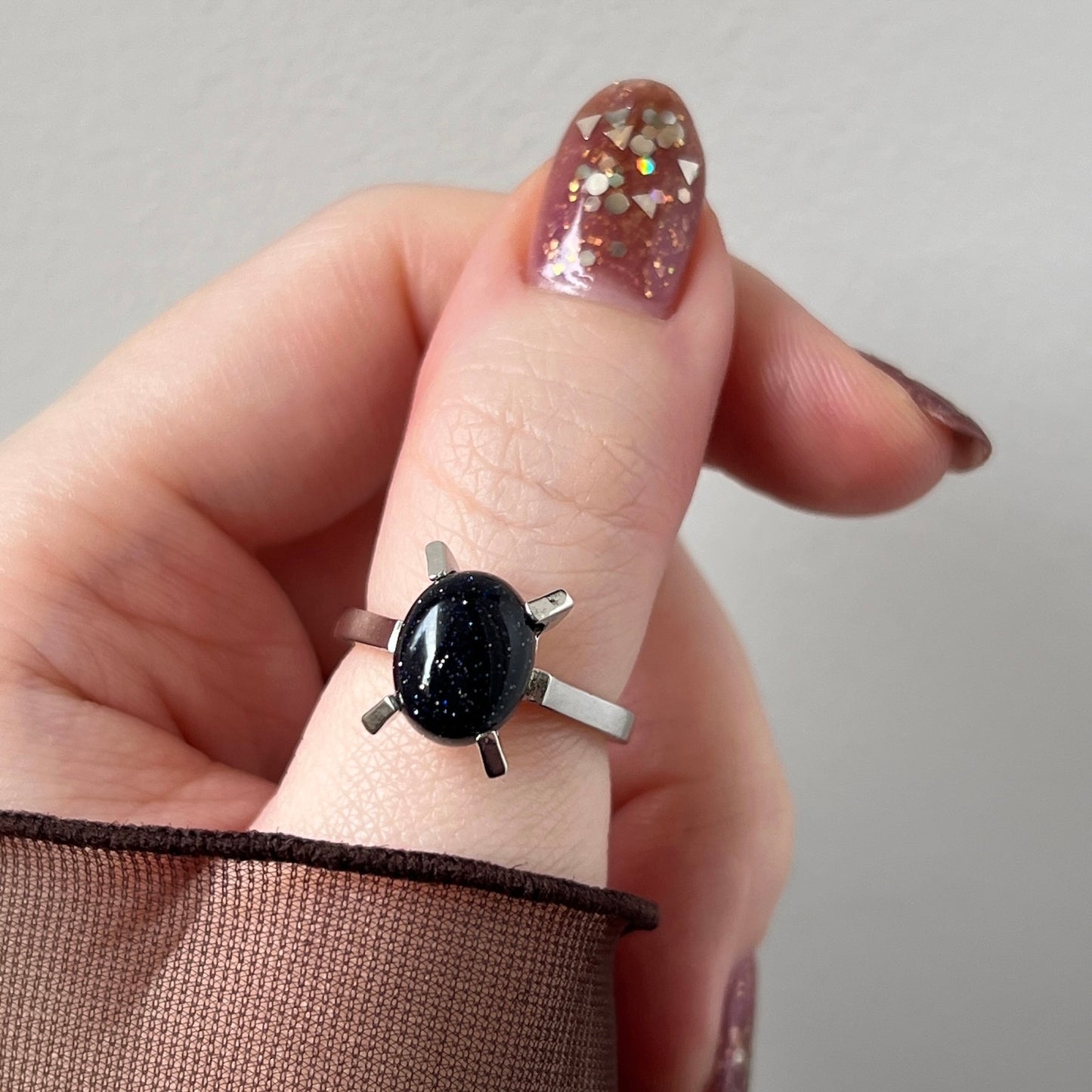 [ blue gold stone ] classic silver [ free size ]