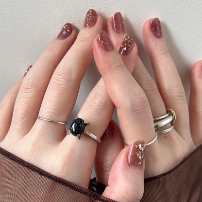 [ blue gold stone ] classic silver [ free size ]