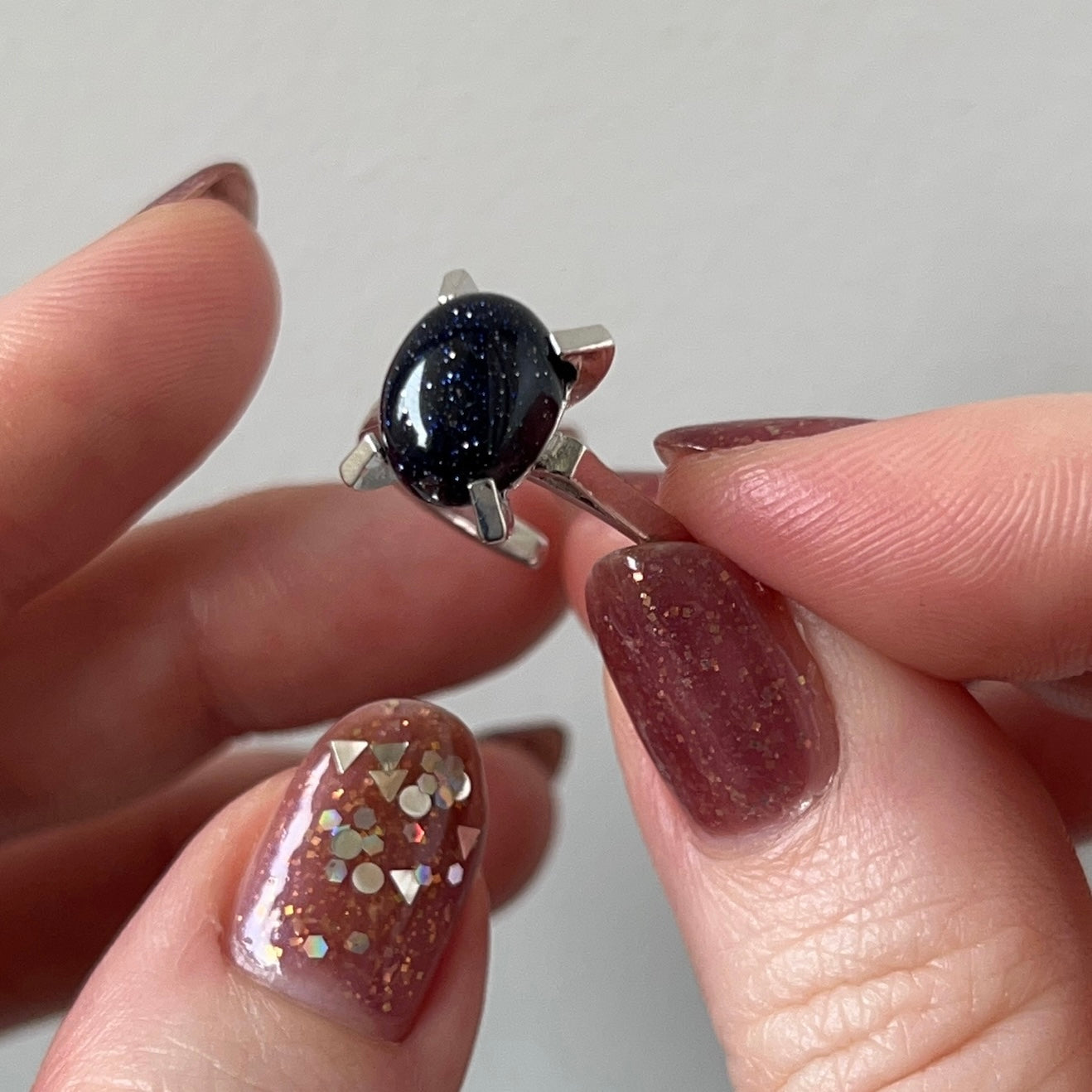 [ blue gold stone ] classic silver [ free size ]