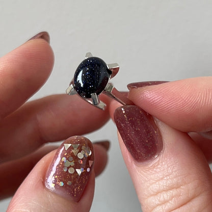 [ blue gold stone ] classic silver [ free size ]