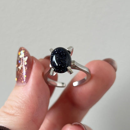 [ blue gold stone ] classic silver [ free size ]