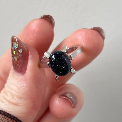 [ blue gold stone ] classic silver [ free size ]