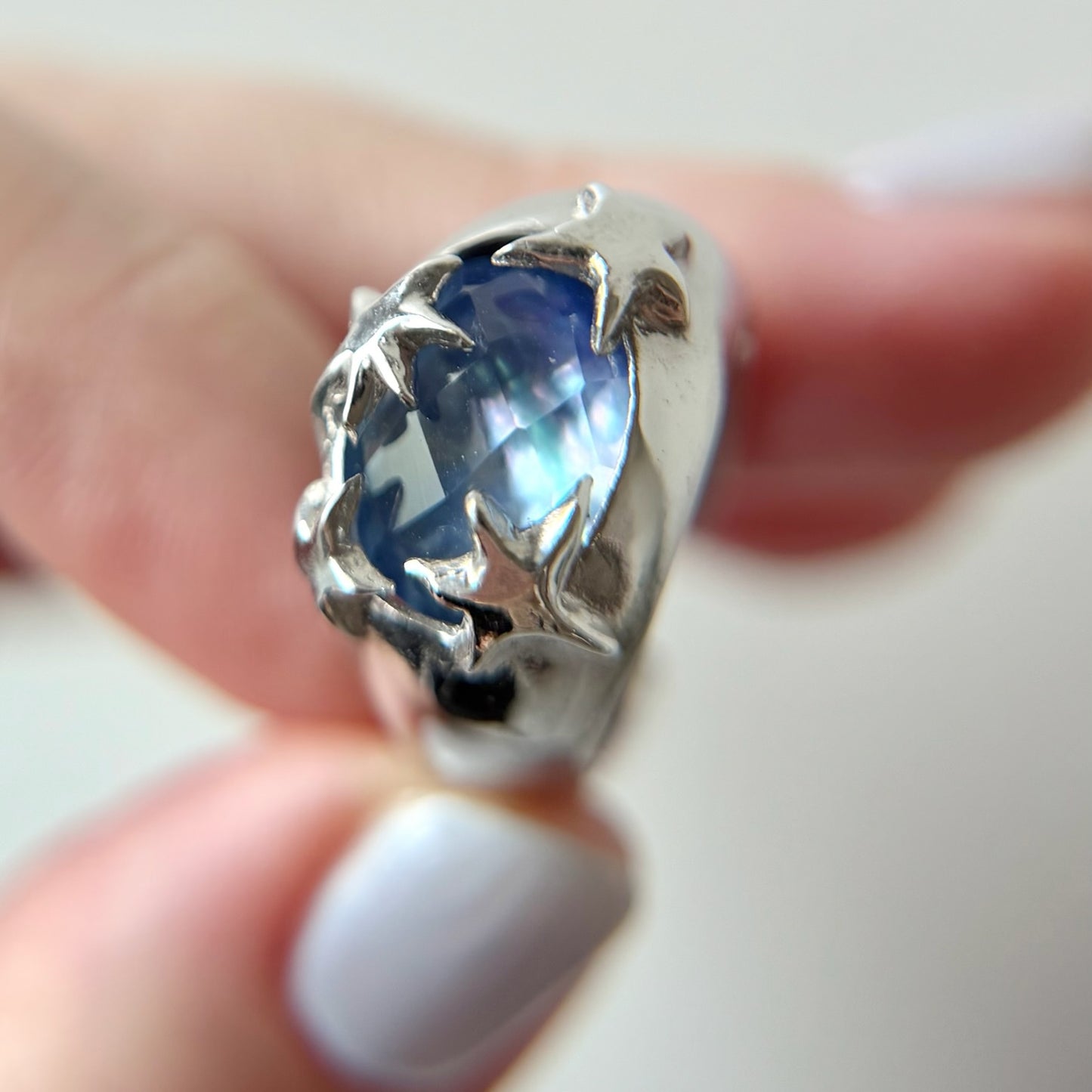[ lapis lazuli quartz triplet ] twinkle ring silver