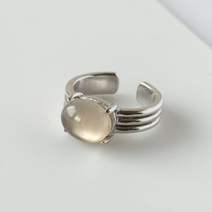[ white shell x smoky quartz ] trois silver