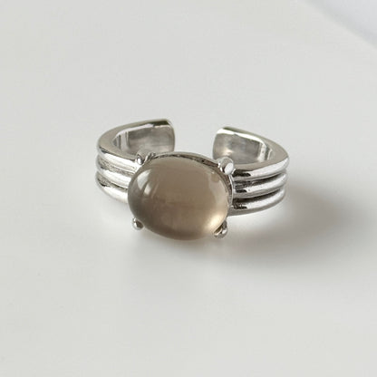 [ white shell x smoky quartz ] trois silver
