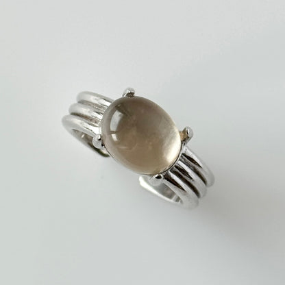 [ white shell x smoky quartz ] trois silver