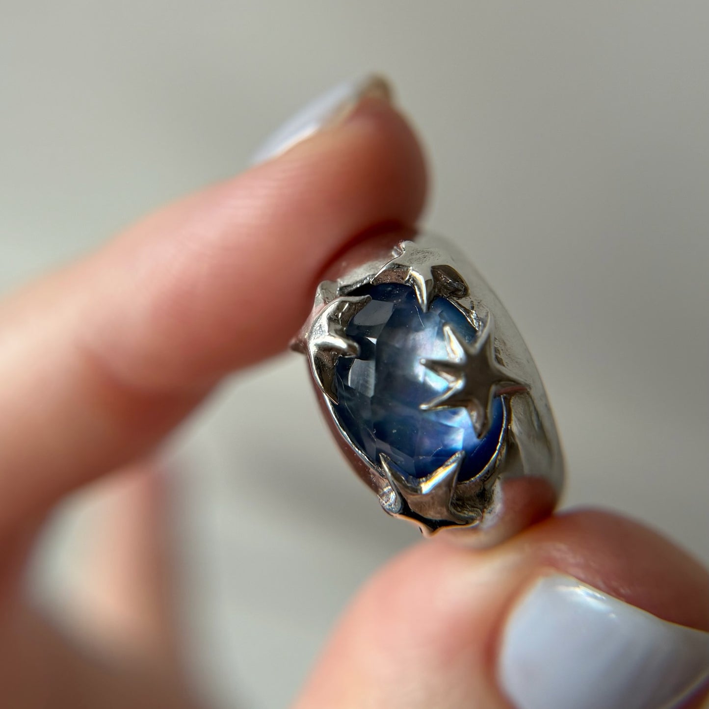 [ lapis lazuli quartz triplet ] twinkle ring silver