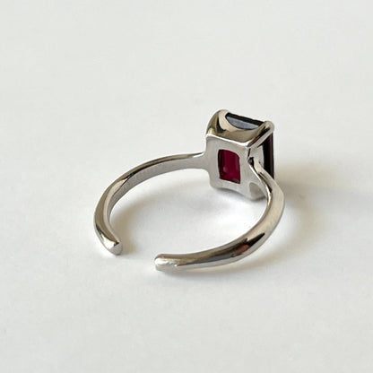 [ garnet ] rectangle faceted cut silver