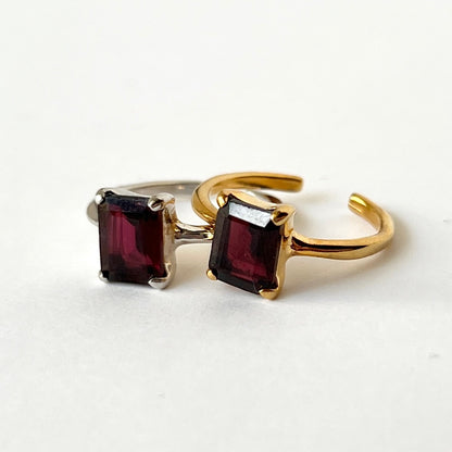[ garnet ] rectangle faceted cut gold