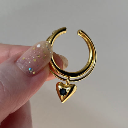 [ black spinel ] heart motif ring gold