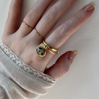 [ dalmatian Jasper_c ] cabochon motif ring gold