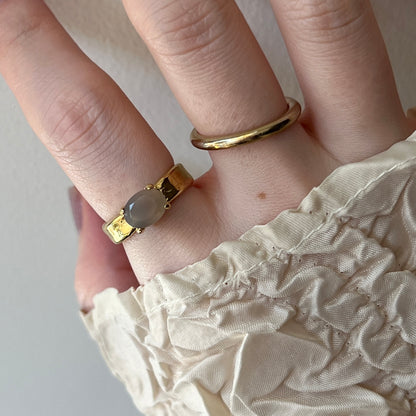 [ gray onyx ] um gold ring [ free size ]