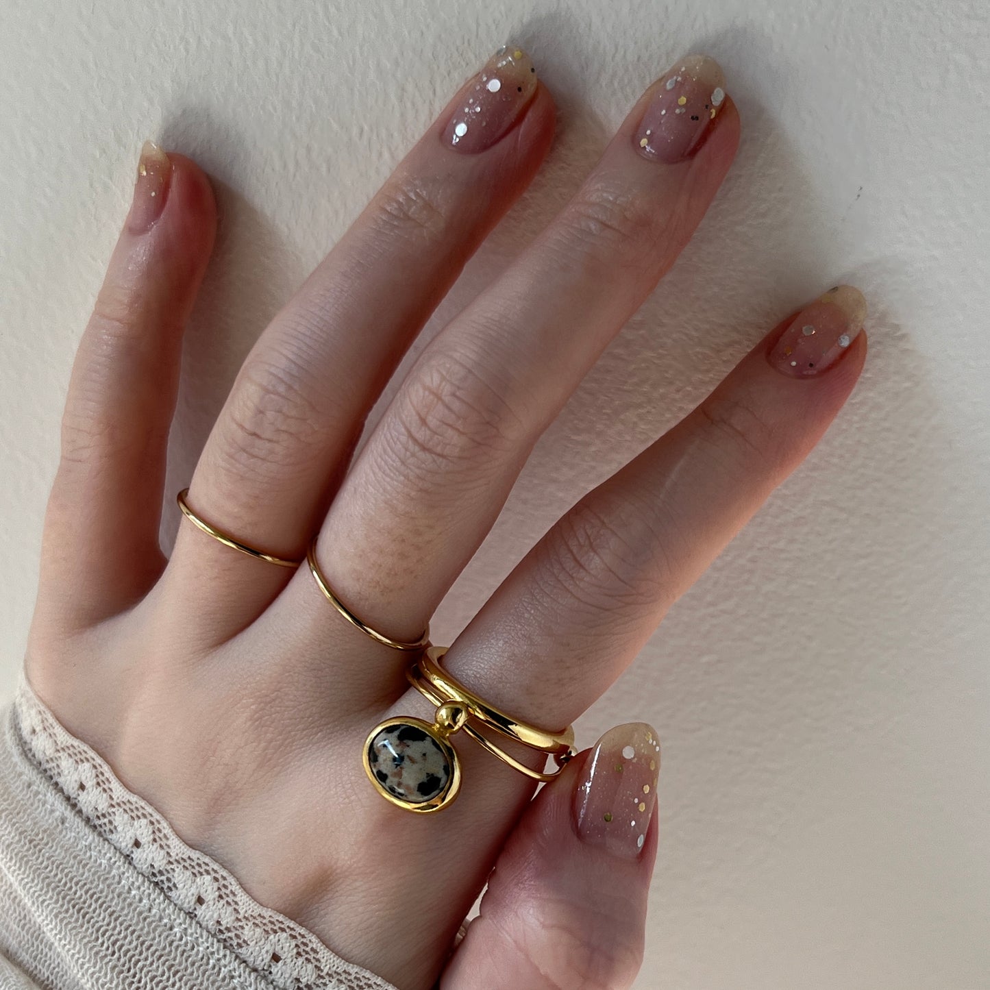 [ dalmatian Jasper_c ] cabochon motif ring gold