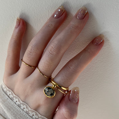[ dalmatian Jasper_c ] cabochon motif ring gold