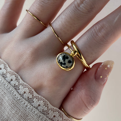 [ dalmatian Jasper_b ] cabochon motif ring gold