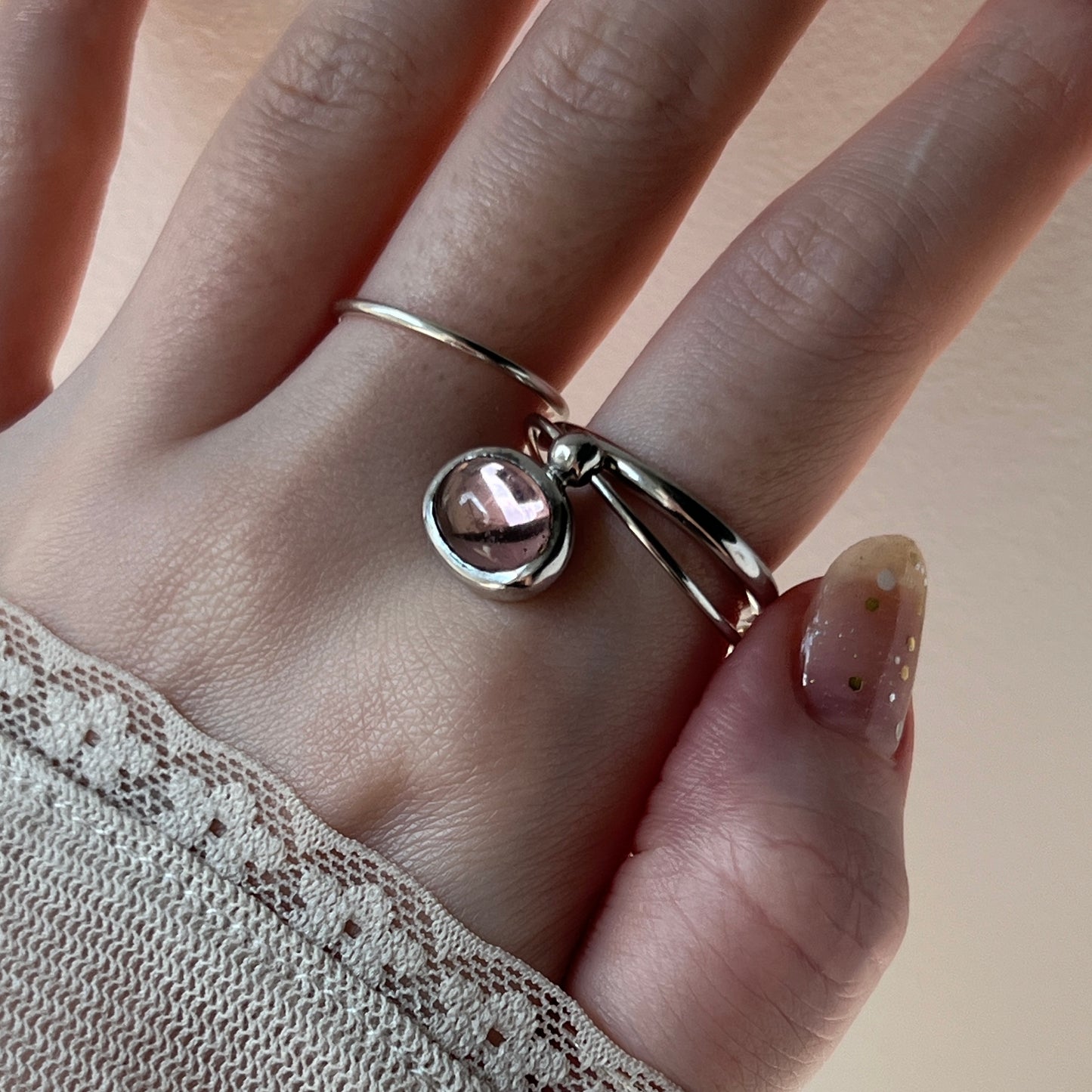 [ peony ] cabochon motif ring silver