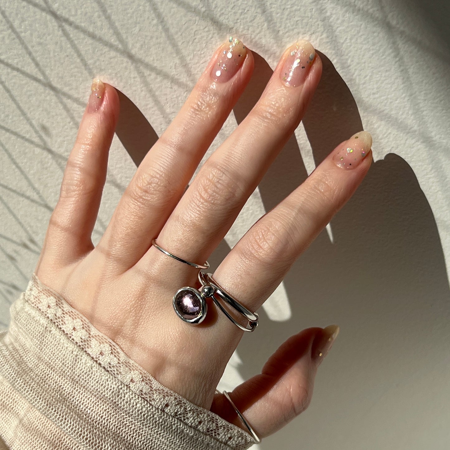 [ peony ] cabochon motif ring silver