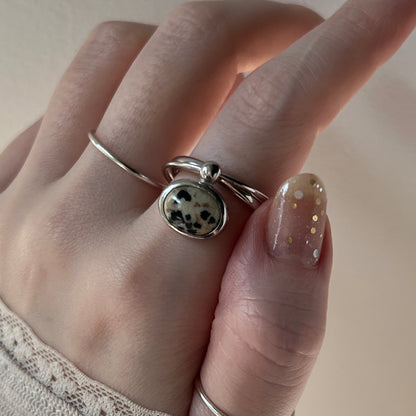 [ dalmatian Jasper_a ] cabochon motif ring silver