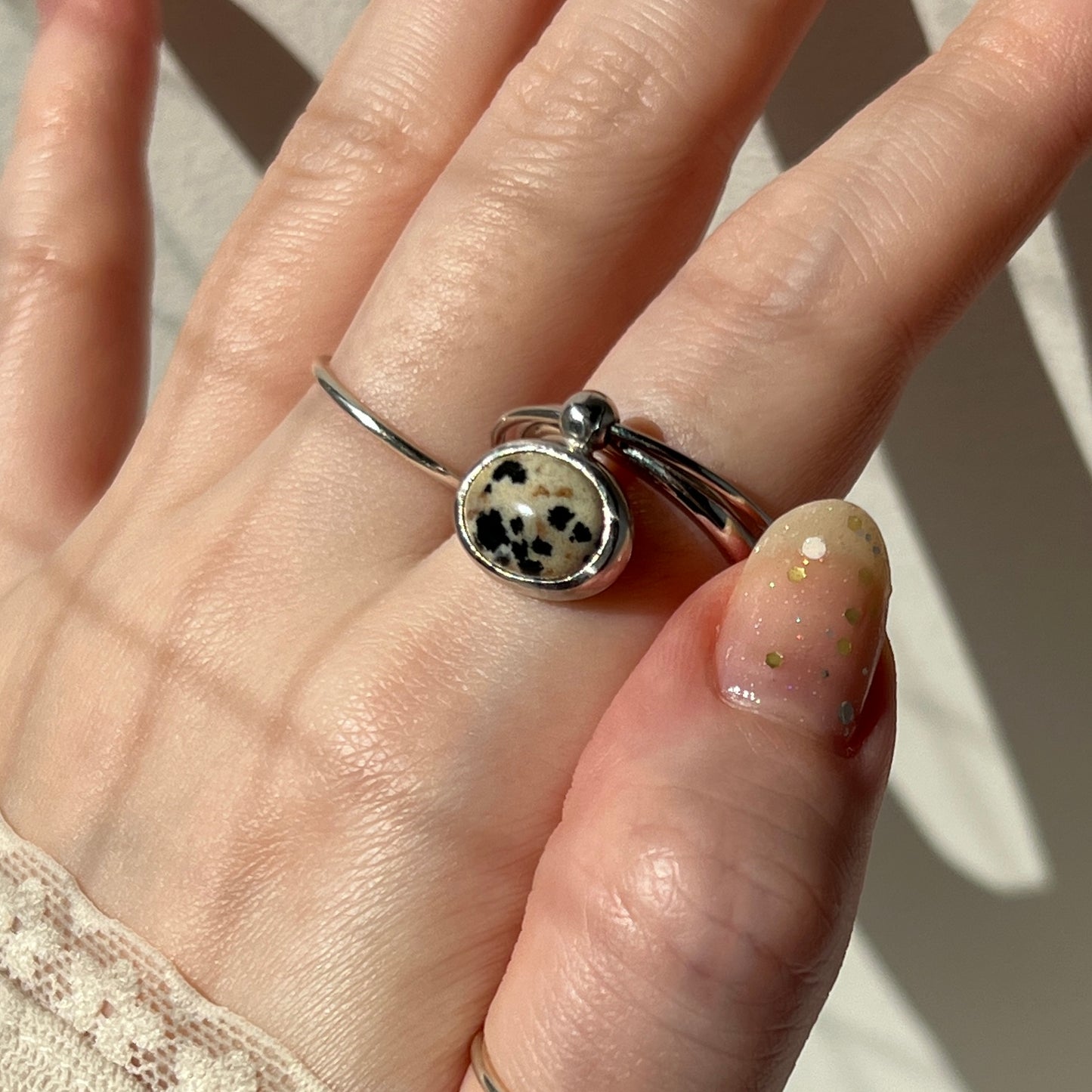 [ dalmatian Jasper_a ] cabochon motif ring silver